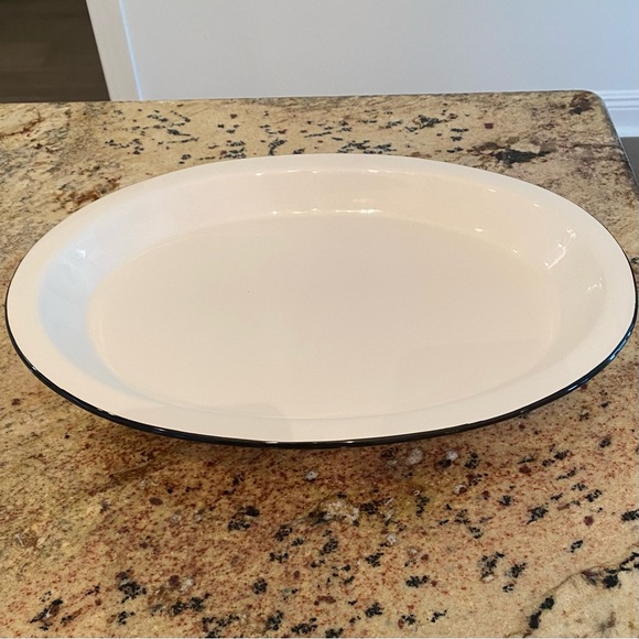 Magnolia Black Rim Ceramic Oval Platter - Picture 1 of 7